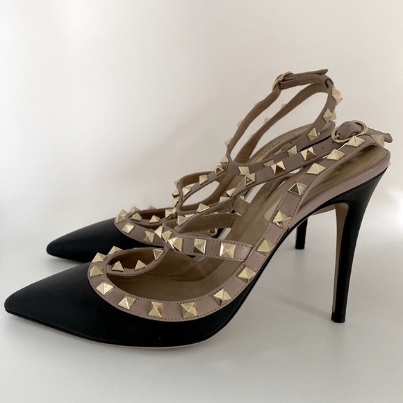 Valentino Rockstud Leather Sling Back Shoes Heels - Picture 6 of 15